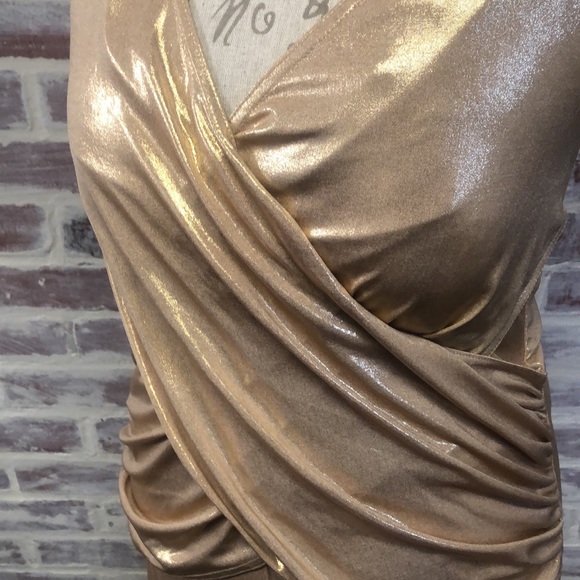 STITCH FIX GOLD LAME STYLE HALTER MAXI DRESS. Size 10. Perfect for Halloween - Picture 4 of 8